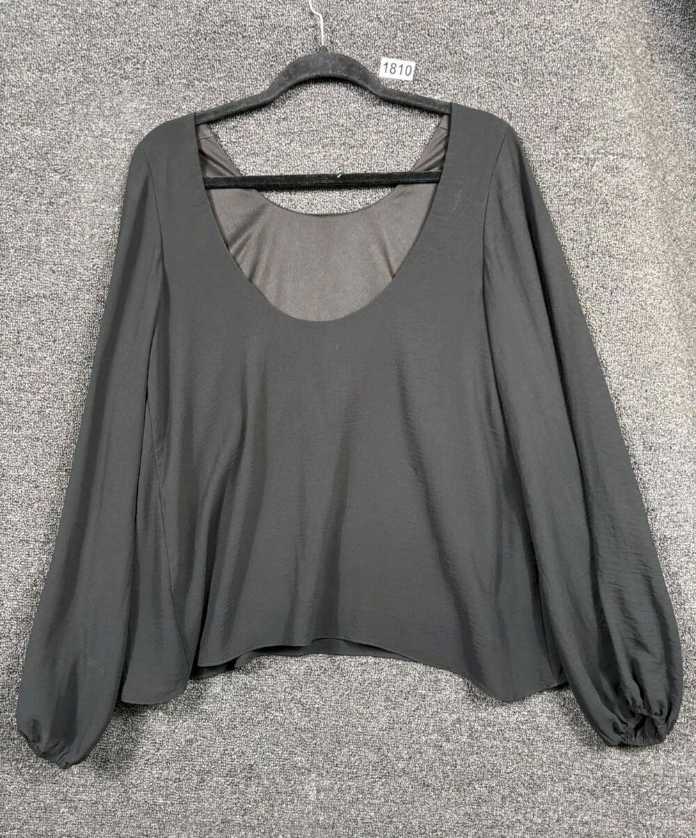 Show Me Your Mumu Sheer Top Flare Sleeve Blouse Womens Size S Black Scoop Neck